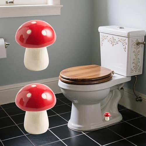 BEUNAIZER Ceramic Mushroom Toilet Bolt Covers, Decorative Caps by BEUNAIZER