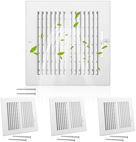 4 Pack Air Ceiling Vent Cover Grille 8"w x 8"h Duct Opening Size, 2 Way Steel by Tandefio