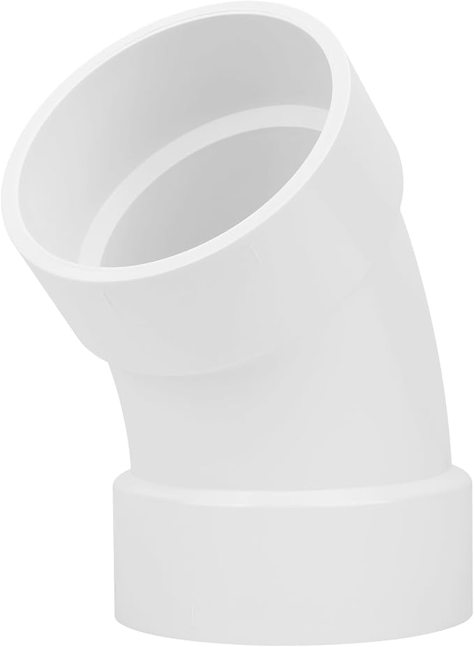 4" PVC DWV Sanitary 45-Degree Elbow Pipe Fitting Connector White SCH40 4" PVC - Image 5