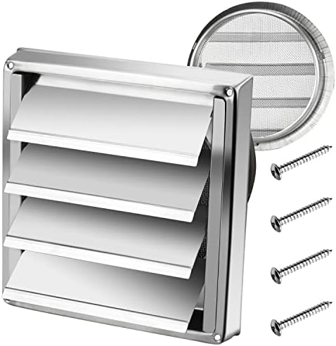 6" Metal Outdoor Dryer Vent Cover Louvered by Funmit