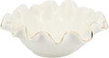 8 Inch Small Lotus Ceramic Decorative Bowl, about15 oz Capacity, Modern Ruffle by ALIWINER