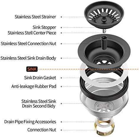 KONE Sink Drain Assembly, Kitchen Sink Drain Strainer Kit - Image 5