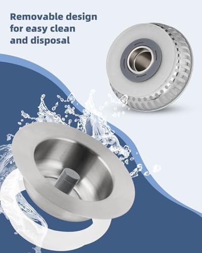 3-in-1 Kitchen Sink Strainer Stopper Combo, Universal Fit, All Metal - Image 3