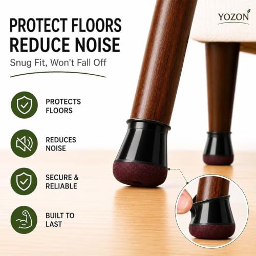 YOZON Chair Leg Floor Protectors Silicone Caps Felt Furniture Pads Covers - Image 2