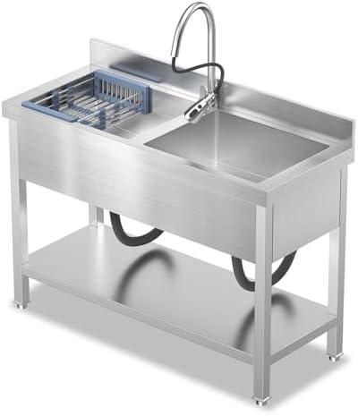 46.9Inch Stainless Steel Utility Sink 2-Compartment Commercial Sink by EHVCISTQProductShowcase