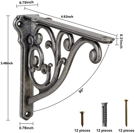 Khtumeware Ornate Decorative Shelf Brackets, 5-inch Small wall Mounted Shelving - Image 2