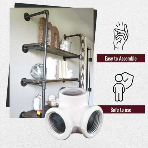 3/4" 3-WAY ELBOW Industrial Threaded Black Iron Pipe Fittings; White Satin - Image 4
