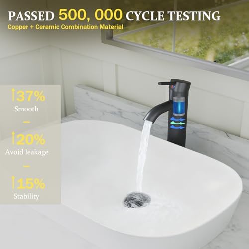 Bathroom Faucet Vessel Sink Faucet Brass, Matte Black - Image 4
