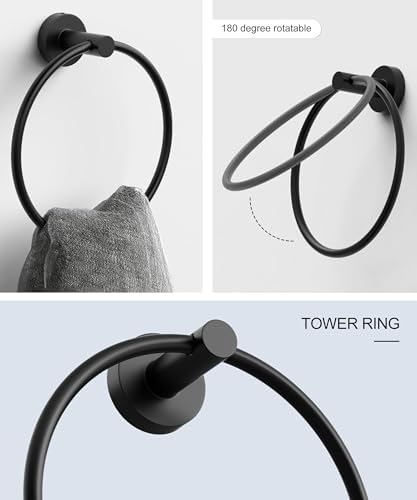 Matte Black Bathroom Hardware Accessories Set 5 Pcs SUS304 Stainless Steel - Image 3