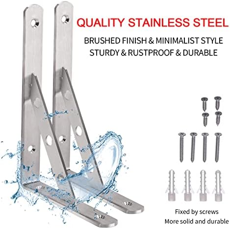 YUMORE 8 Inch Shelf Bracket, Heavy Duty L Bracket, 2 Pack - Image 5