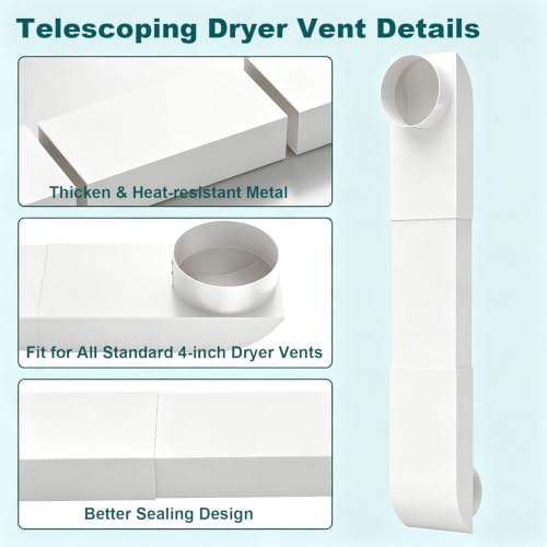 29-45" Periscope Dryer Vent, Stainless Steel Telescoping Dryer Vent Low Profile - Image 4