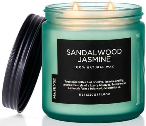 M&SENSE Sandalwood Jasmine Home Scented Candles, 11.6oz Natural Soy Wax | 70 by MSENSE