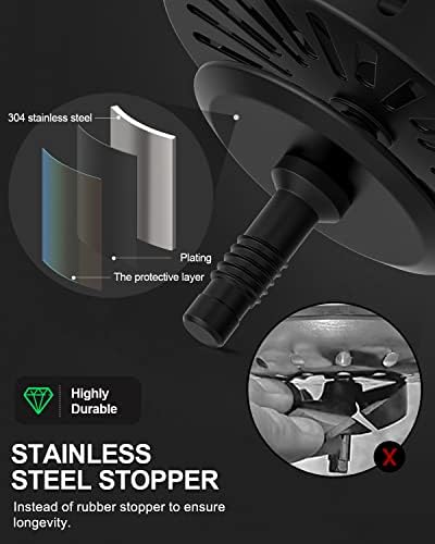 BOTEMY B9171 Black Kitchen Sink Drain Kit 3 1/2 Strainer - Image 3