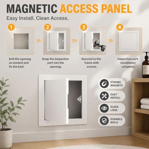 Magnetic Plumbing Access Panel for Drywall, Easy Install Wall Cover Plate for - Image 7