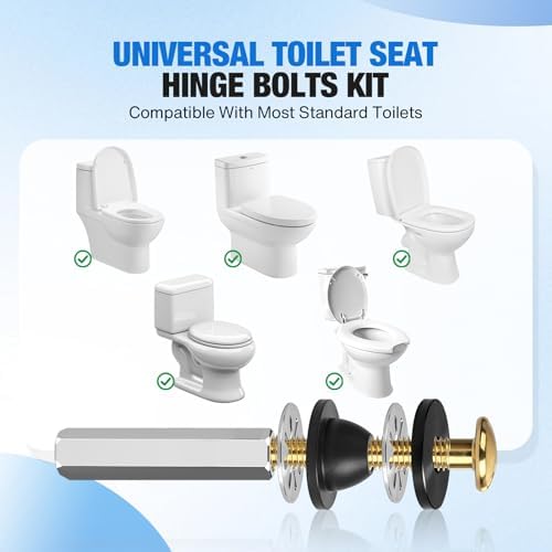 Jamini 2PCS Universal Toilet Seat Bolt Kit, Copper-plated Screws - Image 5