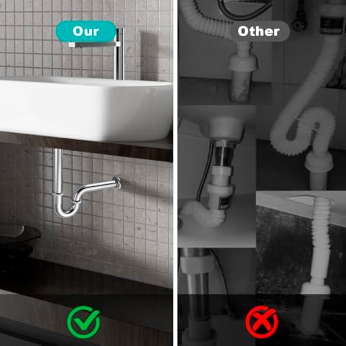 U-Shape Bottle Trap for Bathroom Sink, 1-1/4 P-trap Slip Inlet Drain Complete - Image 4