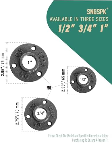 Black Cast Iron Floor Flange 3/4" Female Thread, 4 Pack Industrial Pipe - Image 3