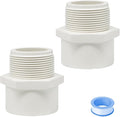 2PCS 2 Inch PVC Coupling Fittings White Socket to Male Thread PVC Pipe Fitting by HayEastdor