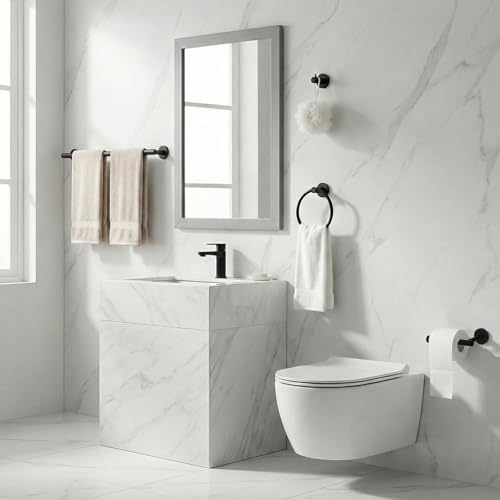 Tudoccy 10-Piece Matte Black Bathroom Hardware Set, 16in SUS304 - Image 2