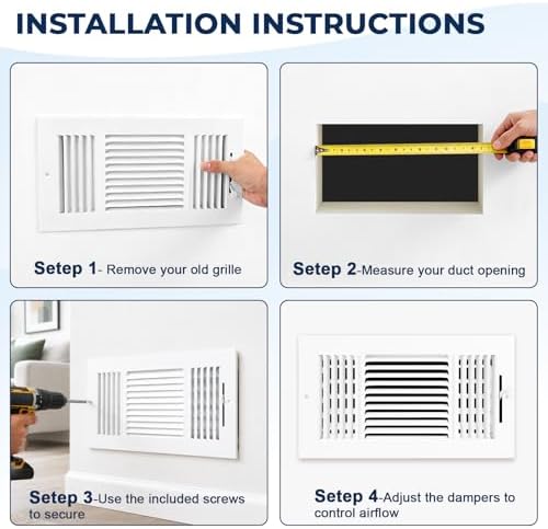 10x8 in Air Vent Covers for 10"Wx8"H Duct Opening Wall, Ceiling Register - Image 6