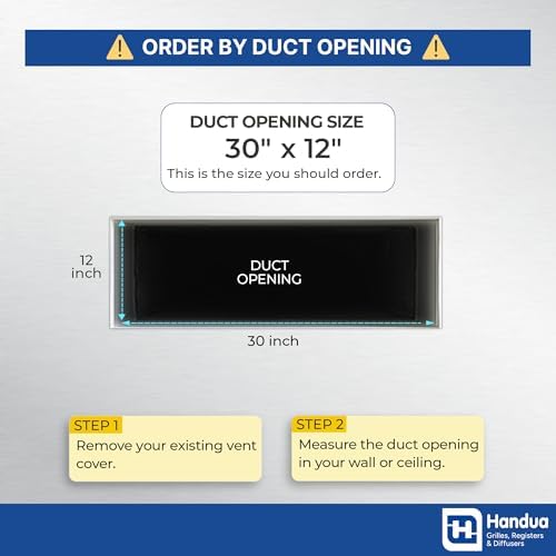 Fits 30x12 Hole | Aluminum Return Air Grille by Handua | Vent Cover Grill - Image 2