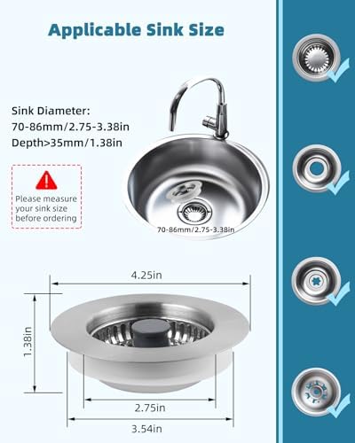 All Metal Sink Drain Strainer for Kitchen Sink - Image 6