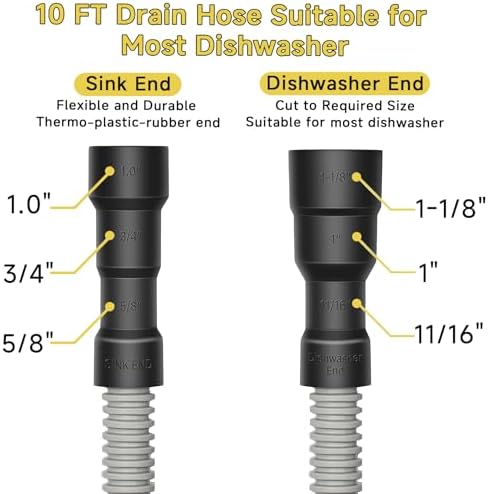 Universal Dishwasher Drain Hose, 10 Ft Dishwasher Discharge Hose Extension - Image 2