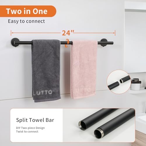 5-Piece Matte Black Bathroom Hardware Set, Towel Racks Set - Image 4