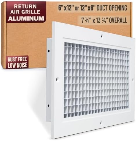 Fits 6x12 and 12x6 Duct Opening | Aluminum Eggcrate Return Air Grille | Low by Handua