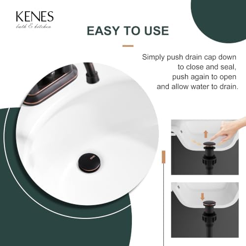 KENES Oil Rubbed Bronze Pop Up Bathroom Sink Drain Stopper Without Overflow - Image 5