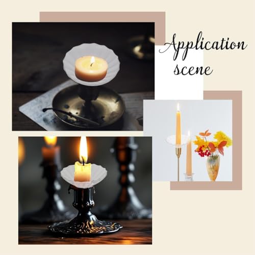 GORGECRAFT 6Pcs Candle Glass Bobeches Candlestick Holders Ribbed Candle Drip - Image 5