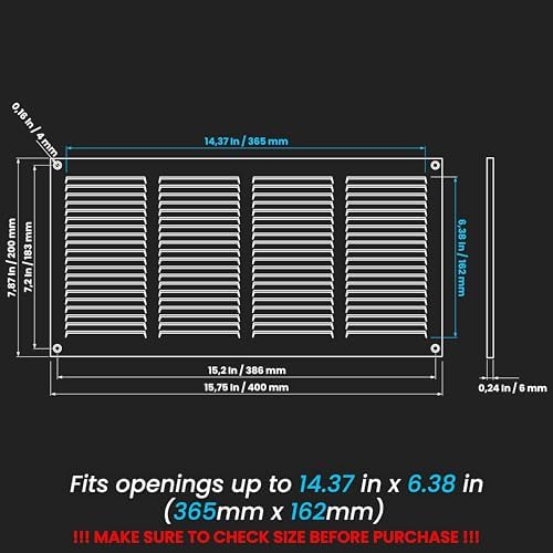 Repa Market 5-Pack Air Vent Cover 16x8 Inch White Galvanized Steel Louvered - Image 2