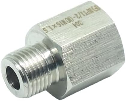 1 Piece 1/2" NPT Pipe Female x M16 x1.5 Male Metric Gauge Adapter Stainless 304 - Image 2