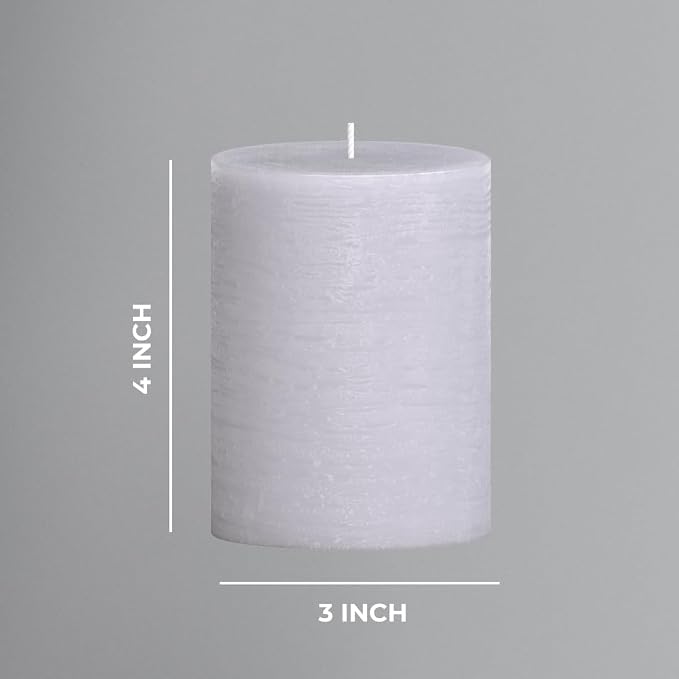 3x4 inch Pillar Candles Set of 3 – Unscented Dripless Rustic Light Gray Candles - Image 3