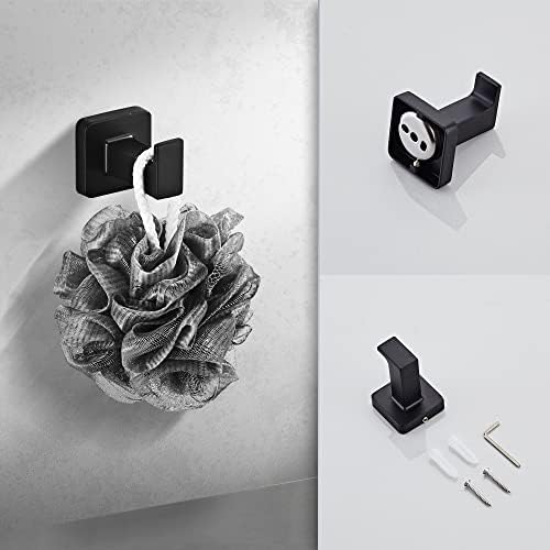 Matte Black Bathroom Hardware Set 8 Pieces, Towel Bar Set Stainless Steel Wall - Image 6