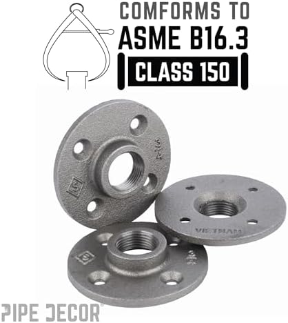 PIPE DECOR 3/4" Malleable Iron Floor Flange, Industrial Steel Grey Fits - Image 2