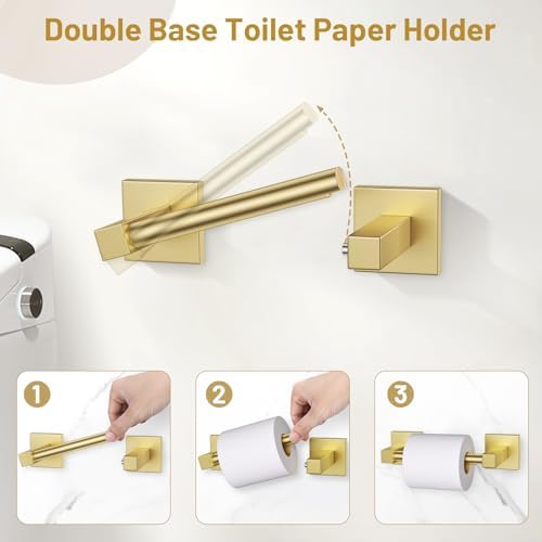Lairuier Brushed Gold Bathroom Accessories, Towel Bar Set Wall Mounted - Image 4