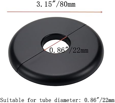 0.86"/22mm Wall Split Flange, Round Black - Image 2