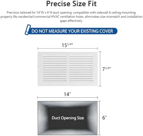 Steel Return Air Grille, Fits Universal Duct Opening, Stamped Durable Steel - Image 2