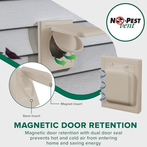NO-PEST VENT Dual Door Dryer Vent Cover 4 Inch Outdoor, Made in USA, Highest - Image 4