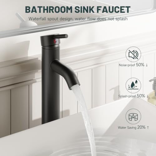 Matte Black Bathroom Faucet, Vessel Sink Faucet - Image 4