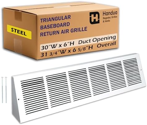 Fits 30x6 Duct Opening | Steel Triangular Baseboard Return Air Grille by Handua by Handua