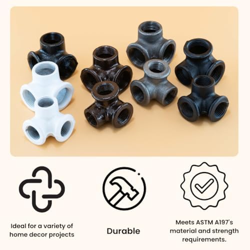 3/4" 3-WAY ELBOW: Industrial Threaded Black Iron Pipe Fittings; Natural - Image 4
