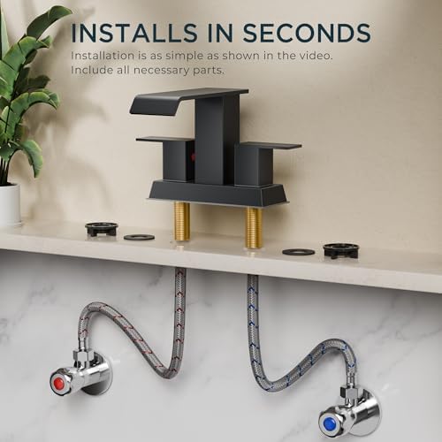 FORIOUS Matte Black Bathroom Faucets 3 Hole - Image 4