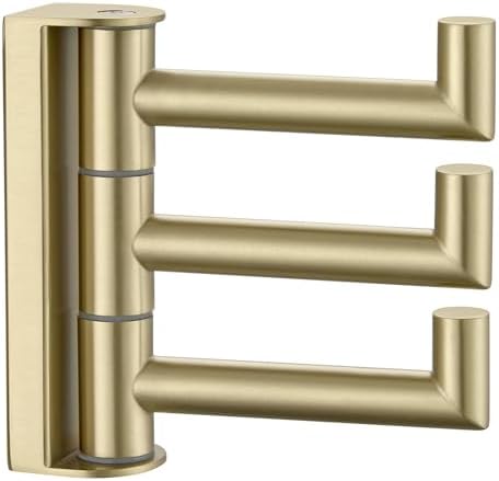 Angle Simple Towel Hook 3 Arms, Swivel Coat Wall Hook, Brushed Gold by AngleSimple