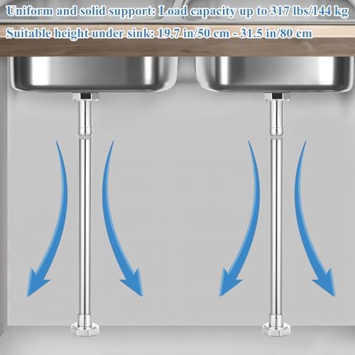 2 Pcs Undermount Sink Brackets, Adjustable Stainless Steel Sink Support Pole - Image 4