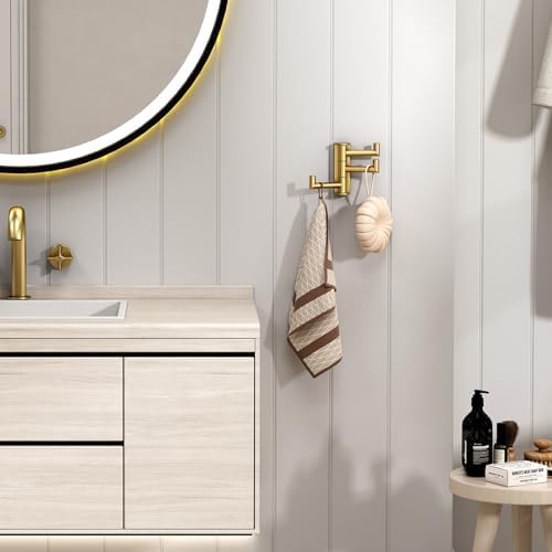 Angle Simple Towel Hooks, Swivel Bathroom Hook, Brushed Dark Gold, 2 Pack - Image 3