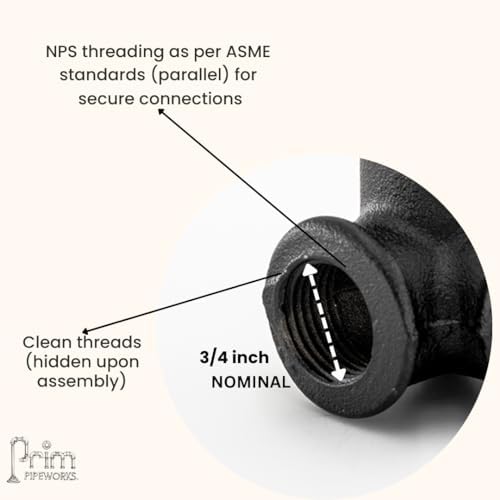 3/4" 3-WAY ELBOW Industrial Threaded Black Iron Pipe Fittings; Black Satin - Image 6