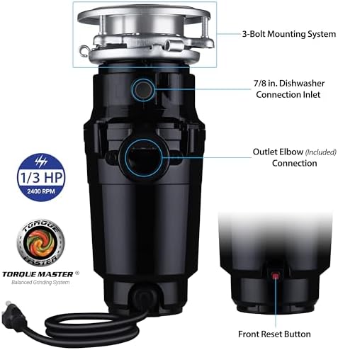 Waste Maid Garbage Disposal, Continuous Feed, 1/3 HP Builders - Image 2