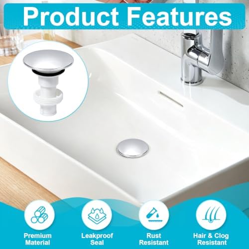 Pop Up Drain Stopper Bathroom Sink Compatible - Image 7